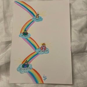 Unframed Original Watercolour Art by Alberta Artist Whimsical Bird Angels